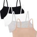 Fruit of The Loom Womens Spaghetti Strap Cotton Pullover Sports Bra Value Pack (34, Sand/White/Black/Heather Grey)