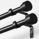 Oneach 2-Pack Heavy Duty Curtain Rods for Windows 66 to 120 Inch, 1 Inch Pole Adjustable Curtain Rod with Easy Installation and Modern Design (Black, 16 to 120 Inch)