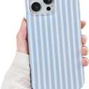Compatible with iPhone 16 Pro Case,Cute Aesthetic Striped Pattern Cover for Women Girls,Soft TPU Shockproof Protective Stylish Kawaii Phone Case for iPhone 16 Pro 6.3",Blue