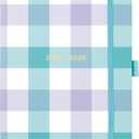 Letts of London® Gingham Academic Weekly/Monthly Planner, August 2025 to July 2026, Week-to-View, Sewn Binding, Multilingual, A5 Size, 8.25" x 5.875", Aqua (C031931-26)