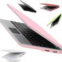 7 Inch Portable Mini Computer Laptop PC Netbook for Kids Android 12 Quad Core 32GB WiFi Built in Camera YouTube Flash Player (Pink)