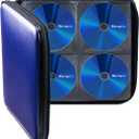 SANWA 160 Capacity CD Case, Large CD Sleeves, Portable DVD VCD Storage Box, Portable Zipper Bag, EVA Protective Blu-ray Wallet with Handle, for Car, Home, Office, Games Disc, Audio Music, Blue
