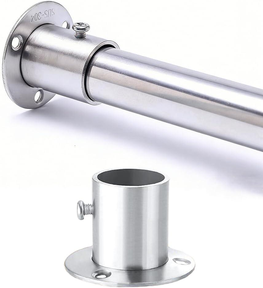 Closet Rod, 1-1/4" Dia 32mm, One Piece Design 304 Stainless Steel Heavy Duty Closet Rod with Matching O Flanges and Mounting Screws closet rods42inch,1 Rod
