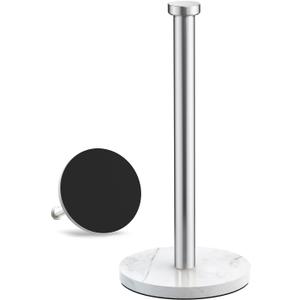 VEHHE Marble Paper Towel Holder for Kitchen Countertop, Standing Paper Towel Stand with Weighted Base & EVA Non-Slip Pad, for Bathroom or Kitchen (Silver)