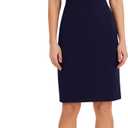 Anne Klein Women's Asymmetric Neckline Sheath Dress with Gold-Tone Button Detail 16