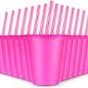 Rtteri 15 Pcs Reusable Cups with Straws and Lids 16 oz Glitter Tumblers Plastic Party Favor Cups with Lids Travel Mug Tumbler for Iced Beverage Water Parties(Rose Red)