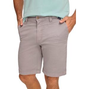 Margaritaville Men's Sun-Bleached-Cotton Shorts with Button/Zipper Waistband Closure (Gray)