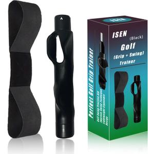 Golf Grip Trainer with Swing Correcting Arm Band - Black Combo Set Improves Golf Swing Skills and Stable Accuracy, Helping to Train Correct Hand and Arm Positioning, Suitable for Golfers of All Levels