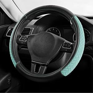 Steering Wheel Cover,Max Cushioning Leather Steering Wheel Cover Universal Fit 14" 1/2-15" Car Wheel Protector for Men Women Fit Suvs,Vans,Sedans,Car,Trucks,Mint