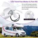 6" RV Vent Fan Blade with 12V RV V ent Fan Motor D-Shaft RV Bathroom Fan Motor for Camper Roof Vent, with ON OFF Switch, Mounting Bracket