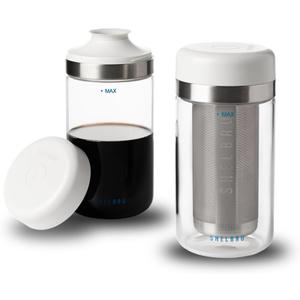 Cold Brew Coffee Maker Set (Brewer & Carafe), Up to 12 Servings of Concentrate, Reusable Stainless Steel Dual Filter, Durable Borosilicate Glass & Spill-Proof Pouring Spout, 16.9 fl oz / 500ml