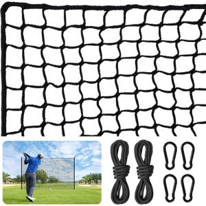 Nylon Golf Net 10-50ft - Practice Hitting Net With Rope and Carabiners, Durable Weatherproof Barrier for Baseball, Hockey, Soccer