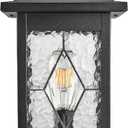 Outdoor Post Lights Exterior Pillar Lantern with Water Ripple Handmade Glass Black Finish 21 Inch Height Large Size Outdoor Post Lighting Fixtures for Walkway Porches Doorway or Garden, 21.2 inch
