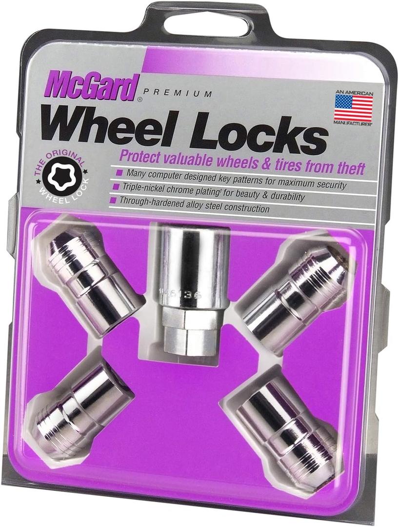 MCGARD 24215 Chrome Cone Seat Wheel Locks (M14 X 1.5 Thread Size) - Set of 4