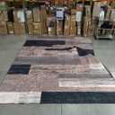 Large Area Rugs,Modern Geometric Patchwork Floor Decor for Bedroom Aesthetic Carpet, Rockwood Collection, Indoor Rugs for Living Room Dining Room Nursery Office Machine Washable Rug, 9x12 Ft Chocolate