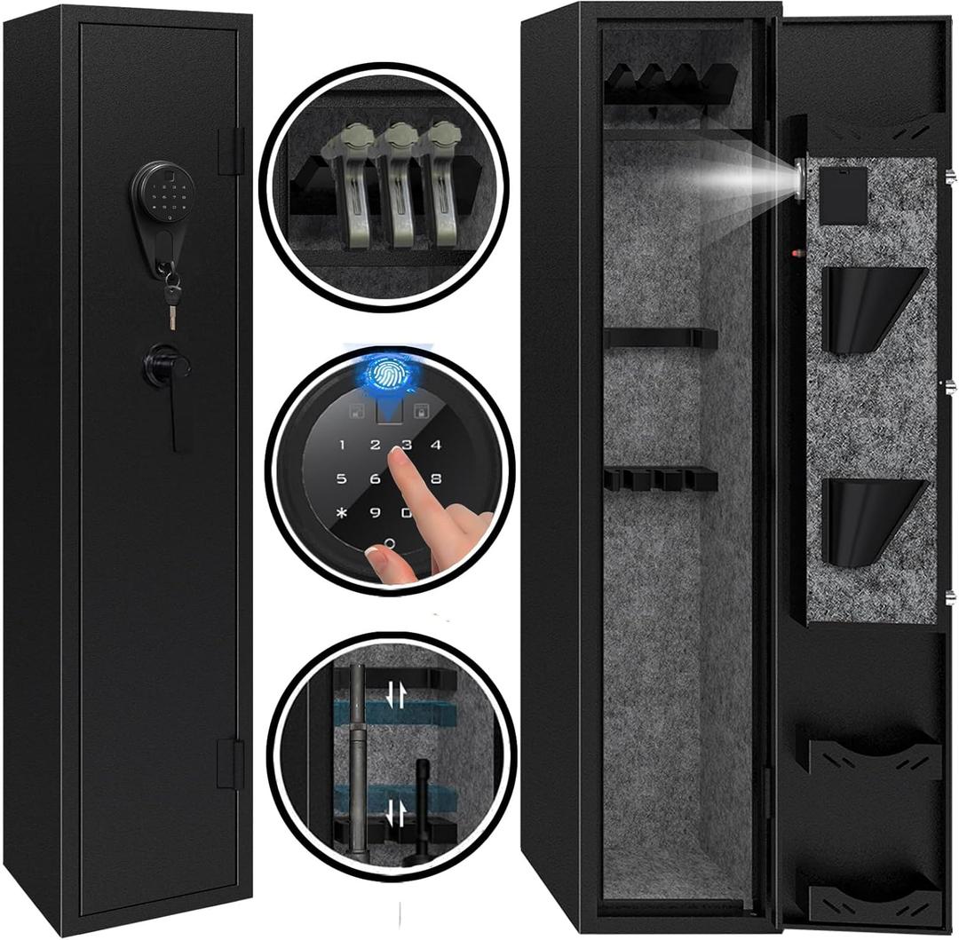 KAER 4-5 Gun Safes,Gun Safe for Rifles and Pistols,Shotgun Rifle Safe,Gun Safes for Rifle and Shotguns,Long Gun Cabinets with Fingerprint/Digital Keypad/Removable Shelf for Rifles Safes