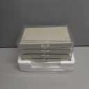 Watpot Acrylic Jewelry Box with 5 Drawers, Clear Earring Storage Organizer Display Case for Women Girls, Beige