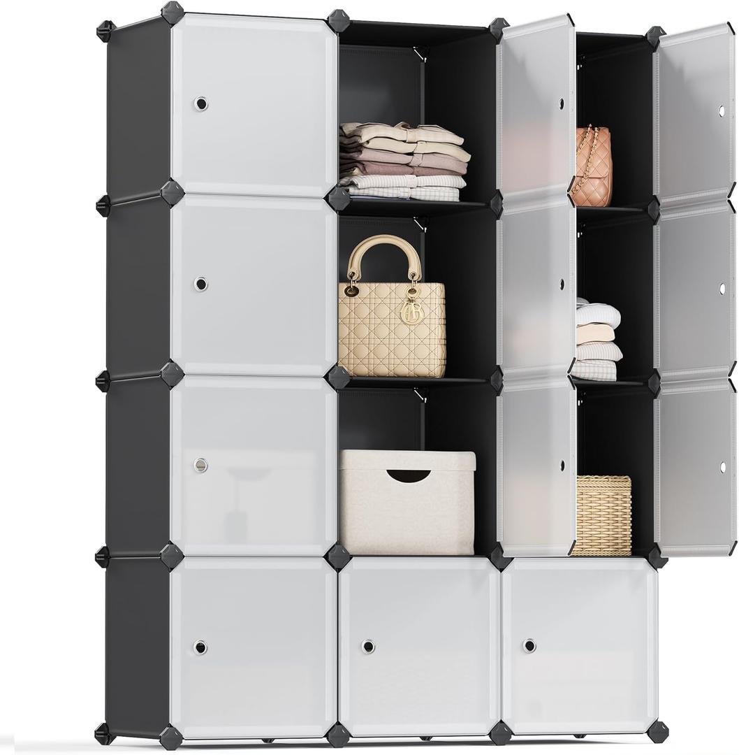 SONGMICS Cube Storage Organizer, 12-Cube Closet Storage Shelves, Modular Bookcase, Black ULPC34HV1