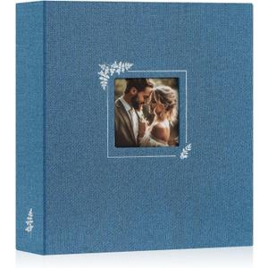 Lanpn Scrapbook Photo Album 8.5x11, Linen Window Design Cover Top Load 3 Ring Folder Binder Photobook Photo Book 8.5 x 11 inch with 30 Plastic Sleeves 60 Pages Blue