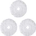 3 Pack Mop Head Replacement Spin Mop Replacement Head Microfiber Spin Mop Refills Easy Cleaning Round Shape Standard Size, 3 Pack-white