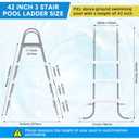 Threlaco 42 Inch Above Ground Pool Ladder 3 Steps Steel Frame Swimming Pool Entry Exit Ladder Non Slip Metal Frame Pool Steps, Weight Capacity 300lbs