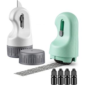 Outus 2 Pack 3-in-1 Identity Protection Roller Stamps with 4 Refills, Guard Your ID Confidential Roller Stamp, Identity Theft Prevention, Address Blocker, Wide Rolling, Security for Id, Mail