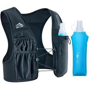 Zelvot Running Vest for Women Men, USA Original Patent, Adjustable Chest Straps Running Hydration Vest with 500ml Soft Flask, Lightweight Reflective Hydration Backpack for Marathon, M/L