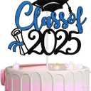 1Pack Class of 2025 Cake Topper Glitter Diploma Graduation Cap Cake Pick Congrats Grad 2025 Cake Decorations for 2025 Graduation Theme High School Boys Girls Graduate Party Supplies(Blue)