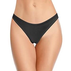 SHEKINI Women's Bikini Bottom Brazilian Swim Bottoms Low Waist Swimsuit Bikini Bottom (Black - Metallic Fabric, Medium)