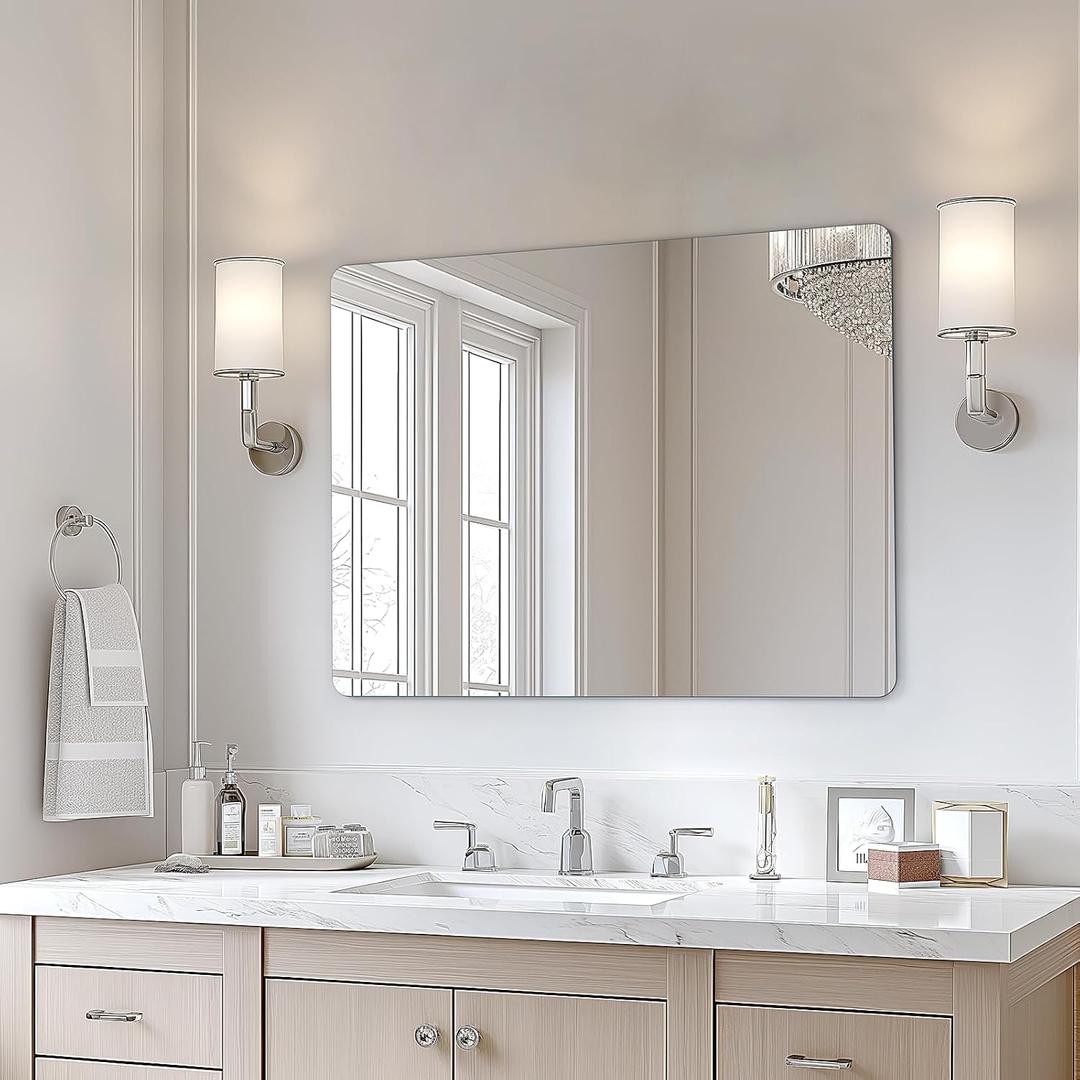 USHOWER Frameless Bathroom Mirror for Over Sink, 40x30 Inch