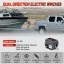 Nilight Boat Trailer Winch 3500 lbs Portable Electric Boat Winches 12 V DC Marine Winch with Synthetic Rope Remote Control Hand Crank Power-in Freewheel Waterproof Winch for Boat Trailer Towing, Gray