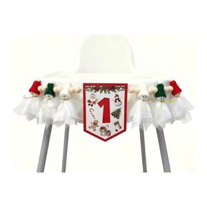Christmas High Chair Banner, Santa First Birthday Photo Props,Winter Wonderland First Birthday Decorations,Christmas Themed Highchair Banner With Snowman (Christmas 1st Banner)