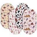 4 Pcs Western Bassinet Sheets for Boys 32 x 16 x 3 Inches Cowboy Crib Sheets Set for Standard Bed and Toddler Mattresses, Rectangle Soft Breathable West Jockey Print Newborn Bedding for Girl Boys