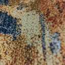 6x9 Burnt Orange and Teal Abstract Brushstroke Area Rug | Washable faux cashmere short pile with non-slip backing, ideal for living rooms, bedrooms and home offices