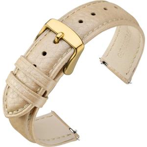 ANNEFIT Watch Band 18mm, Quick Release Textured Padded Leather Straps with Gold Buckle for Men and Women (Gold)