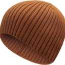 ZLYC Men Winter Knit Fisherman Beanie Hat Fashion Warm Daily Skull Cap (One Size, Solid Brown)