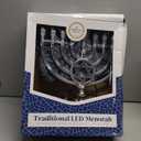 The Dreidel Company Traditional LED Electric Silver Mettalic Hanukkah Menorah -Full Size 13 Inches High 3 AA Battery or USB Powered - Includes a Micro USB 4' Charging Cable