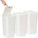 3-Pack 2.6 Gallon Trash Can with Soft-Close Lid, Slim Small Bathroom Garbage Bin, White Modern Wastebasket for Bathroom, Bedroom, Office, Kitchen - Compact Design
