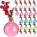 95 Pcs Plastic Potion Bottles Round Party Suppies Include 6 oz Plastic Potion Round Bottles with Cork Lids Red Berry Picks Artificial Pine Needles Branches for Liquids Wine DIY Crafts