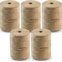 5 PCS Twine String Bulk - 3000 Feet Long Garden Twine, 2mm Thin Natural Jute Twine for Crafts, Garden Rope, Christmas Accessories Bulk, 600 Feet Each Roll (Brown)