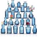 24PCS Mini Bud Vases As Wedding Centerpieces for Tables,Clear Bud Vases for Flowers,Small Flower Vases Suitable for Birthday Party,Anniversary,Wedding Reception,Baby Shower (Blue, 24PCS)