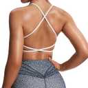 Aoxjox Women's Workout Sports Bras Fitness Ivy Low Impact Bra Yoga Crop Tank (Medium, White)