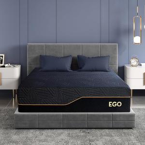 EGOHOME Queen 14 inch Memory Foam Mattress for Back Pain Relief Medium Firm Fiberglass Free, Copper Gel Infused, Graphene-Cool-Tech Cover, ICA Endorsed, CertiPUR-US