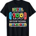Level 100 Days of School Unlocked Video Game Funny Gamer T-Shirt, S