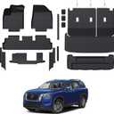 Floor Mats for Nissan Pathfinder 2022-2025 2026, All Weather Floor Mats Trunk Cargo Liner with Backrest Protectors and Door Sill Guards Accessories, Full Coverage Set (Fit 7/8 Seats)