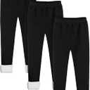 Resinta Girls Winter Fleece Lined Leggings Cotton Thick Thermal Tights Kids Soft Stretchy Pants Full Length, Size 6-7Y
