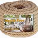 Manila Rope 3/4 Inch X 100 Ft, Natural Hemp Rope 4 Strand Twisted, Thick for Crafts Heavy Duty Multipurpose for Swing Bed, Camping, Tug of War, Docks, DIY Projects.