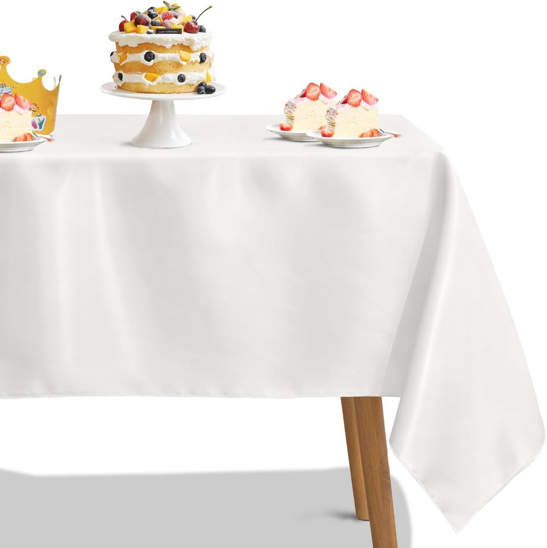 Horbaunal Ivory Satin Tablecloth 54 x 54 Inches Square Table Cloth Bright Silky Table Cover Overlay Dining Tablecloths for Wedding Party Banquets