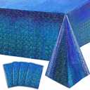 MADLYN RHUE Iridescence Plastic Tablecloths Shiny Disposable Laser Table Covers 54" x 108" Sequin Holographic Foil Tablecloths for Birthday, Wedding, Party, Picnic, Buffet Decorations (4, Pastel)
