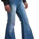 Men's Vintage Bell Bottom Jeans 60s 70s Outfits for Men,Mens Bell Bottoms Disco Pants Flared Jeans (Blue)